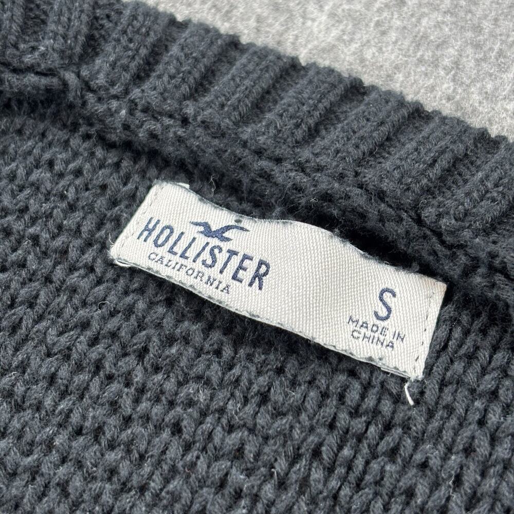 Hollister Open Front Cardigan Sweater Black Cotton Knit Pockets Women’s Small - Picture 2 of 7